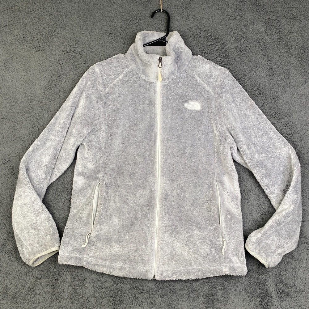 The North Face Womens Sz M Osito Teddy Bear Plush Fleece Gray Full Zip Jacket